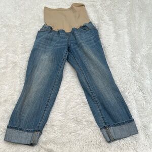 🟡 Indigo Blue Cropped Maternity Jeans